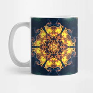 Psychedelic Kaleidoscope Yellow Blue and Green Mug